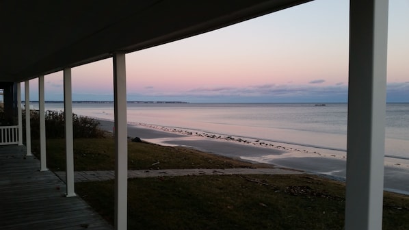 Beach from front porch at sunset.