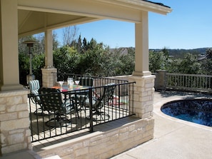 Partial view of covered deck and private pool