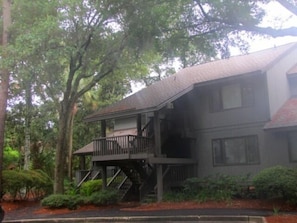 Front view of your second story lush island hideaway