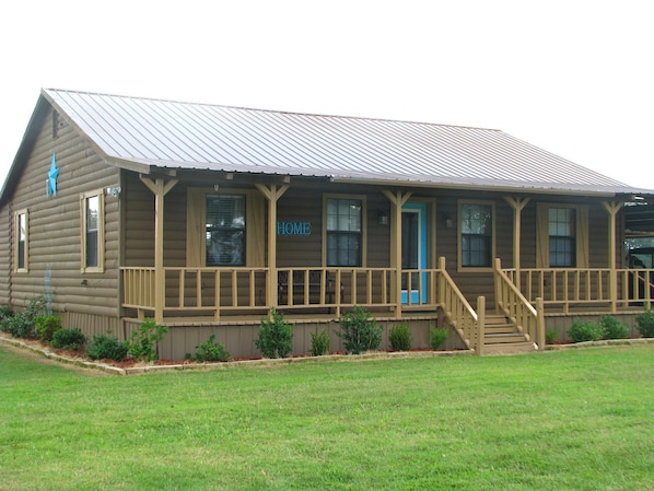 Our Cabin has 3 bedrooms, 2 baths, equipped kitchen, and sleeps 8 comfortably.