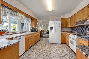 Kitchen area with water views