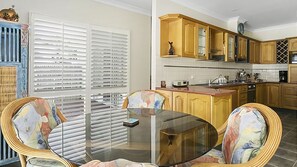 Everything you need to whip up a delicious meal can be found in this beautifully stocked kitchen.