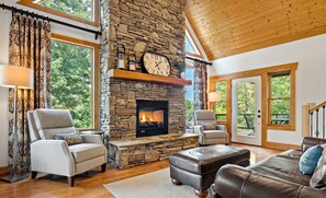 Come in and get cozy by the fireplace