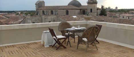 Terrace view of the church featured in the film  'The Horseman on the Roof'