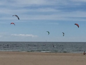 Wind surfers from front porch on North Beach.