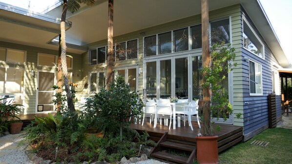 Private back deck for al fresco dining