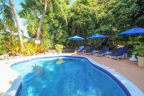Loungers around the pool for relaxing