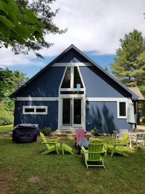 Rear of property, grill, fire pit, seating