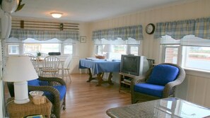 Living room into dining area