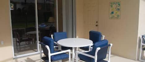 Dining table near pool