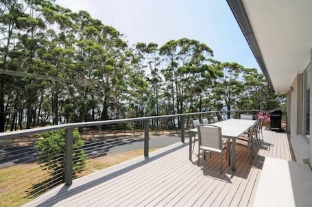 View from the deck across to the shared bike path that leads to Huskisson.