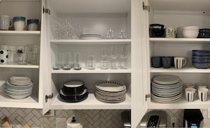 Fully stocked kitchen has everything you need for comfortable stay