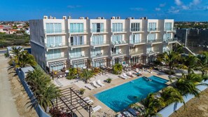 Our luxury condo is down all the way to the left (yellow chair)