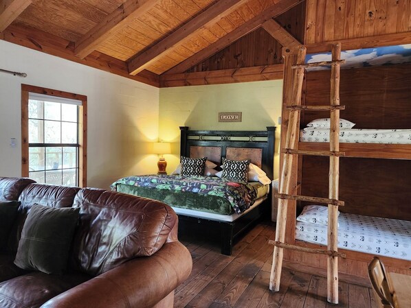 King size bed and bunk beds