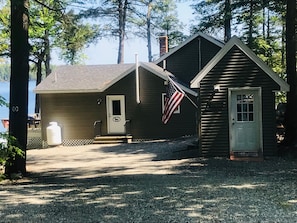 A view of the back of camp from the dirt road