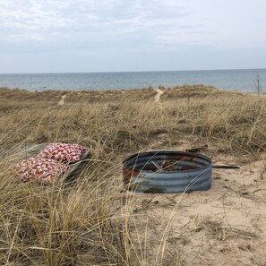 You can see how close and even the walk to the shore is.  Evening beach fires 