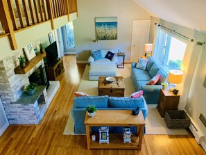 Bright and open two-story living room