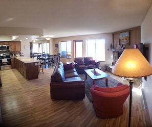Living area and kitchen