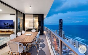 The second dining area is right in the balcony overlooking the ocean 