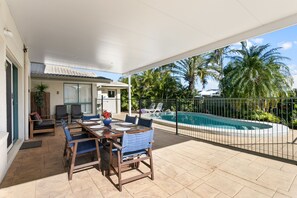 This is where you will spend your time -under the insulated outdoor area. 