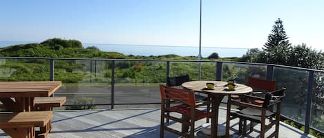 Front deck. View to the sea and White Island. 