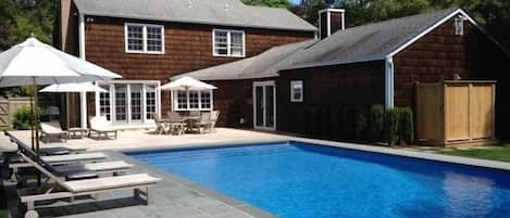 Backyard view and outdoor shower