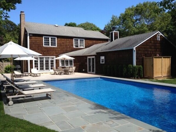 Backyard view and outdoor shower