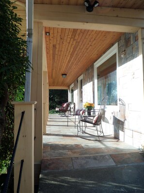 Covered front porch to watch the seals play on the dock.