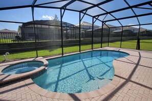 Private Screened Pool with Spa