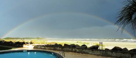 Rainbow over ocean and Waites Island