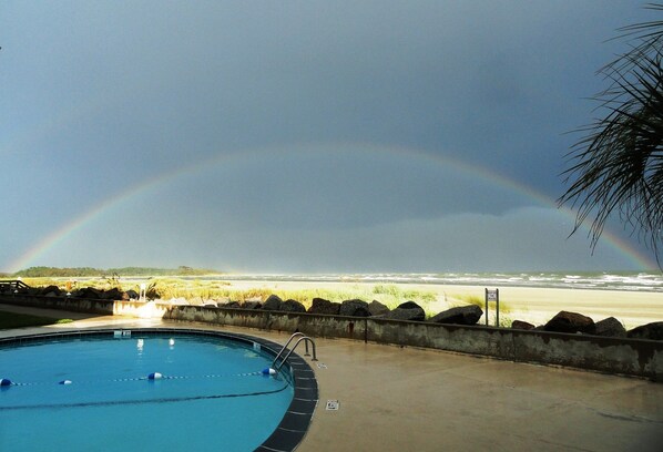 Rainbow over ocean and Waites Island