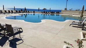 View of large pool looking towards the ocean.