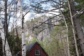 Humbling view of the Ledge from the back deck in early spring