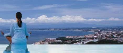 View from Infinity Pool's edge toward the bay and Puerto Vallarta