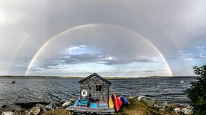 "The Point" down at the beach.  Beautiful double rainbow after a storm 2017.