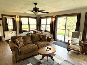 Living room area with 360 views of the outside property. 