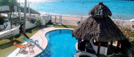 pool area with gate directly to the beach