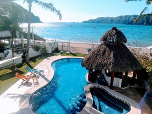 pool area with gate directly to the beach