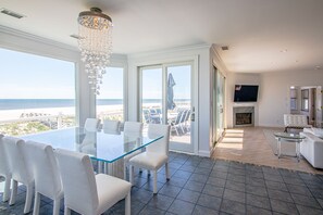 enjoy endless ocean views & deck access from your dining rm high above the dunes