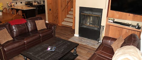 Wood burning fireplace, 55" TV, Blu-ray player, DIRECTV, WiFi and many DVD's.  