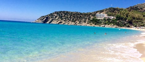 Spend your day on beautiful Solanas beach and its crystal, clear water.