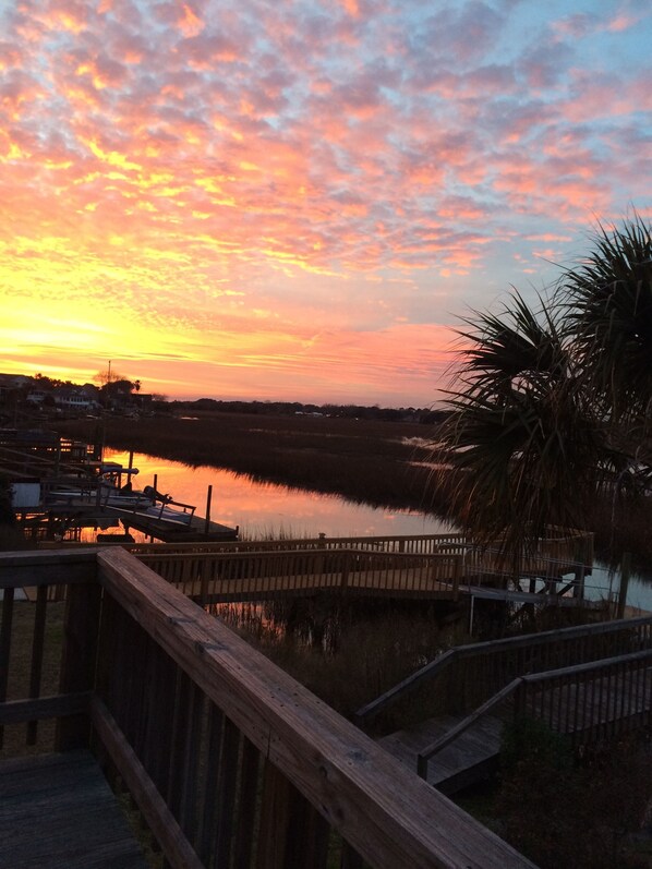 deck at sunset