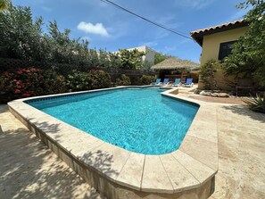 Pool & Gazebo housing concrete bar view - Pic Date: March 2025