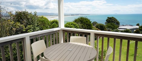 View from Deck out towards Mount Maunganui and Motiti Island. Jan 2024