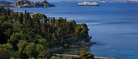 View from villa Aphrodite - The Mon Repos garden and the fortress