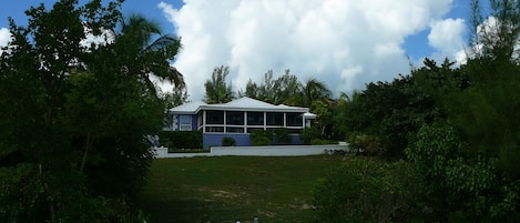 Coconut Cabana Villa rental view from your private dock on White Sound.