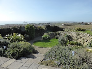View from patio across garden to St. Michael's Mount