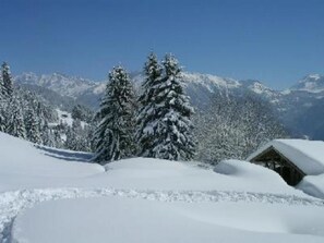 Le grenier ,coté Mt-Blanc,un jour de neige