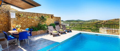 Pool terrace facing beautiful countryside views