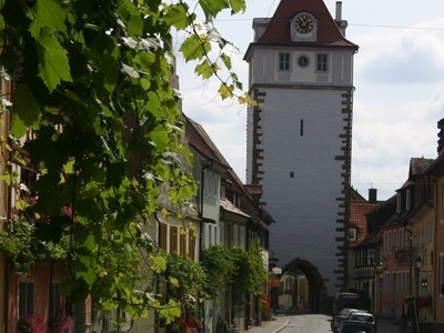 Ferienhaus in einer romantischen mittelalterlichen bayerischen Stadt inmitten der Weinberge